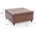 thumbnail image 2 of Kingfun 35.5" Large Square Ottoman Bench, Tufted Upholstered Coffee Table Ottoman with Storage, Oversized Ottomans Toy Box for Living Room Bedroom, Brown, 2 of 13