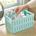 thumbnail image 5 of VENTORA Foldable Hollow‑Ventilated Plastic Storage Crate, Stackable Portable Organizer Bin With Built‑In Side Handles, Collapsible Flat‑Design Storage Basket for Stationery Cosmetics Toys, 5 of 7