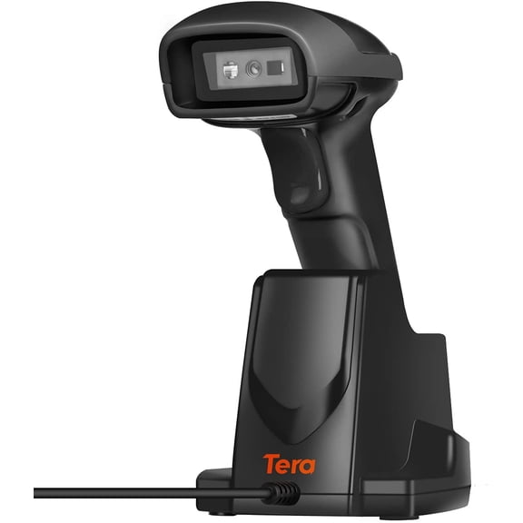 Wireless 1D 2D QR Barcode Scanner with USB Charging Base Handheld Bar Code Reader Scanner Automatic Sensing Fast Precise Scanner HW0005