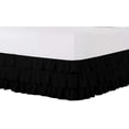 thumbnail image 2 of 100% Microfiber Multi-Ruffle King Size Bed Skirt (78" x 80") with 15" Tailored Drop Lenght, Easy Fit Ruffle Pattern with Adjustable Elastic & Gathered Styling Bed Frame Cover - Black Solid., 2 of 4