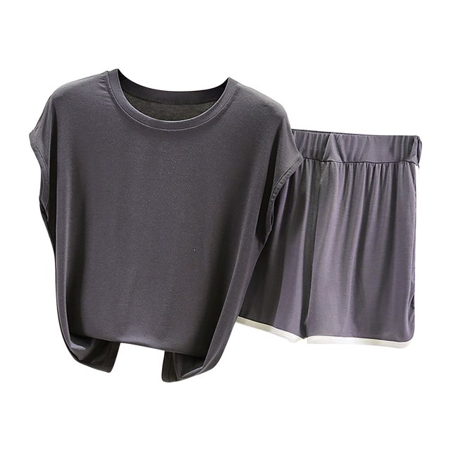 Besolor Ensemble Estival 2 Pcs pour Femme, Décontracté, Col Ras du Cou, Débardeur Sans Manches et Short, Ensemble de Détente, Survêtement