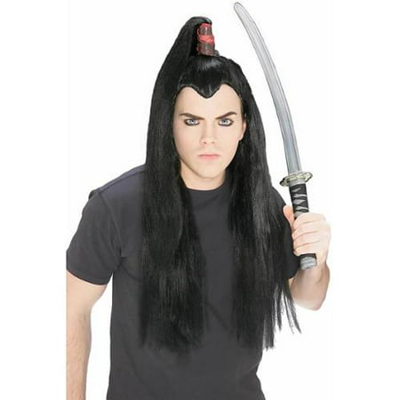 Samurai Long Black Hair Wig for Warrior Costume