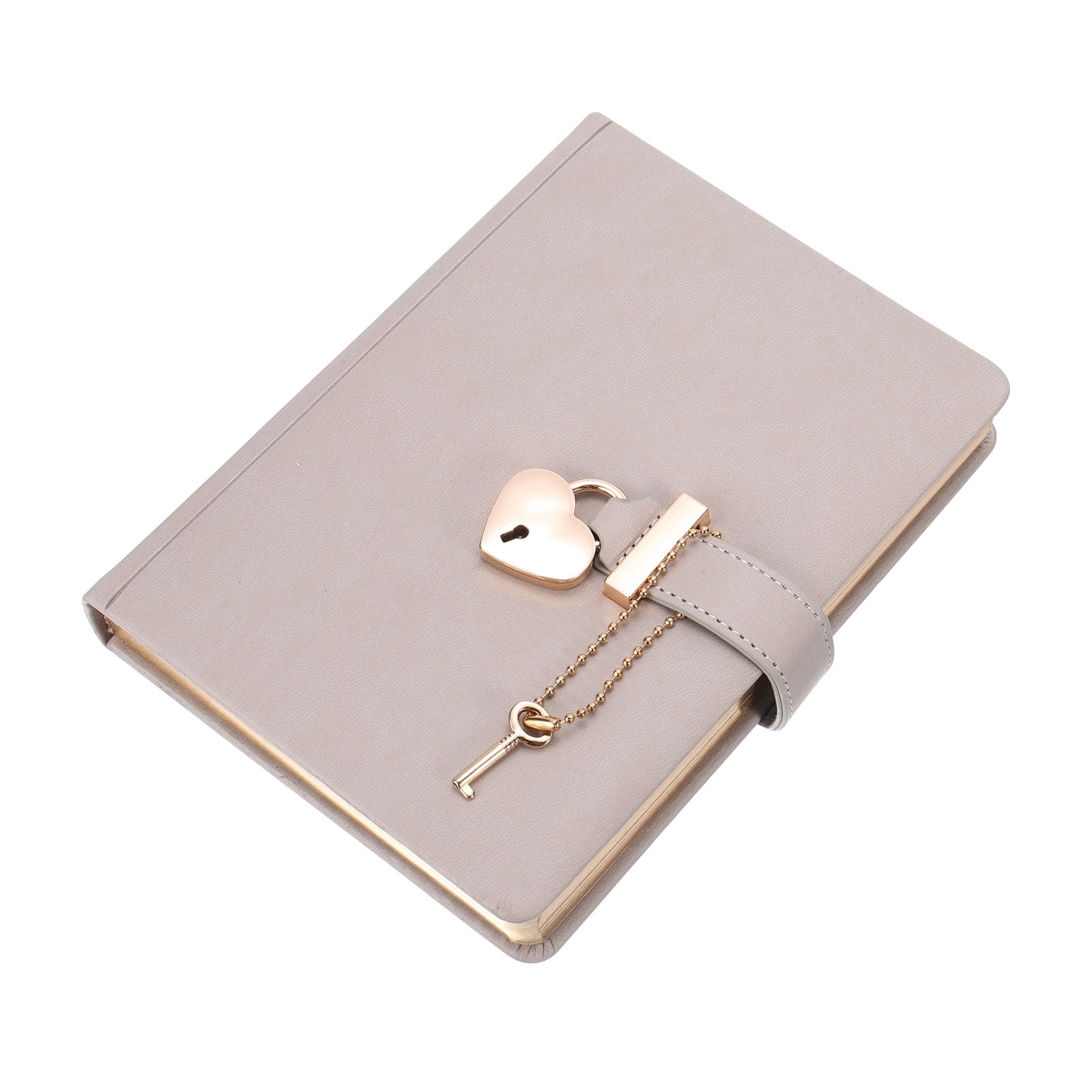 Uxcell B6 Diary with Lock and Key, Journal with Lock Cute Journaling Leather Notebook Journal Diary Heart Lock, Grey