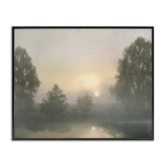 Stupell Industries Coastal Misty Pond Reflection Black Framed Giclee Art, 30 x 24, by Amber Sterling