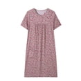 thumbnail image 5 of Sakmal Cotton Moomoo Sleepwear for Women Long Cute Pink Nightshirt Short Sleeve Floral Nightgowns for Women, 5 of 5