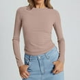 thumbnail image 2 of Womens Tops Long Sleeved Round Neck Slim Sweater Basic Outdoor Sports Top Polyester Spandex Comfortable Fashionable Easy-Matching M Sweaters For Women, 2 of 6