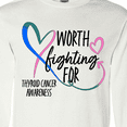 thumbnail image 4 of Inktastic Thyroid Cancer Awareness Pink, Blue, Teal Heart Ribbon Long Sleeve T-Shirt, 4 of 5