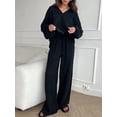thumbnail image 5 of Conjunto de dos piezas de Top informal holgado para mujer, Tops blancos de manga larga, conjuntos de pantalones con cordones, traje de mujer con cuello vuelto 2024, 5 of 5