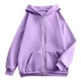 thumbnail image 5 of Girls Oversized Zip Up Hoodies Cute Casual Baggy Sweatshirt Jacket Drop Shoulder Back to School Hooded Sweaters with Pockets, 5 of 6