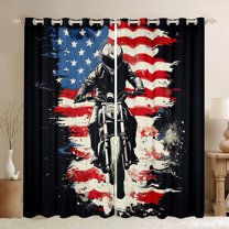 Manfei Boys Dirt Bike Black Out Curtains,Outdoor Extreme Sport Curtains Pack of 2 (42x63 Each),Retro American Flag Bedroom Curtains Teens,Ultra Soft Home Decor