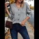 thumbnail image 5 of Camisetas de Larga para Mujer, Blusas Tipo Túnica con Cuello en V, Elegantes, Informales, Acanaladas, Holgadas y Cómodas, para . Gris L, 5 of 8