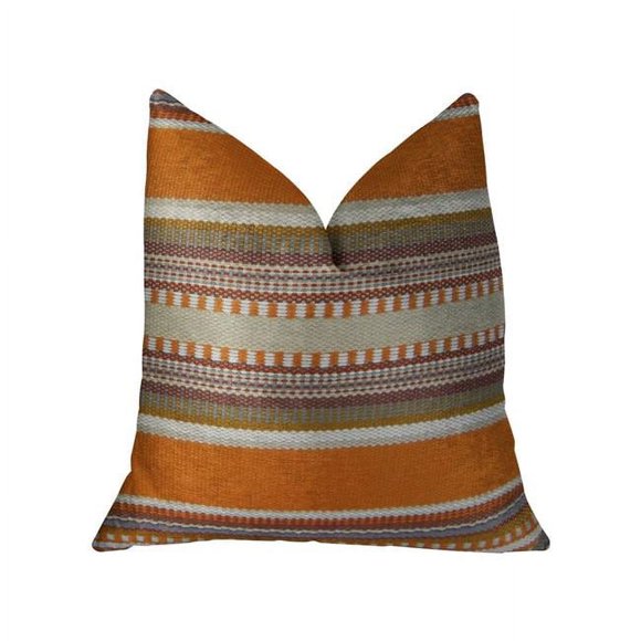 Plutus PBRAZ314-2026-DP Oreiller de Luxe Fait Main Ambre Orange Olive & Crème, 20 x 26 Po. Standard