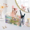 thumbnail image 3 of WOBOGO Golden Retriever Acrylic Pen Holder 4 Compartments Clear Pencil Organizer Makeup Brush Storage Case, 3 of 7