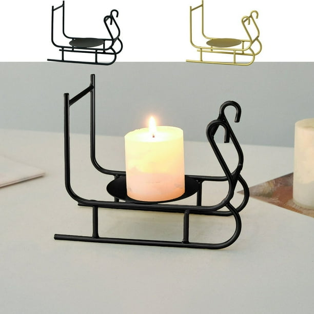 mfyjkho Candelabro De Metal Con Forma De Trineo Para Decoración Navideña - Centro De Mesa De Hierro Para Bodas, Cenas Y Celebraciones Festivas - 1 Pieza