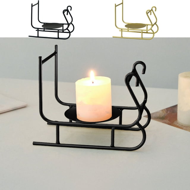 mfyjkho Candelabro De Metal Con Forma De Trineo Para Decoración Navideña - Centro De Mesa De Hierro Para Bodas, Cenas Y Celebraciones Festivas - 1 Pieza