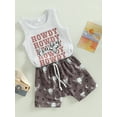 thumbnail image 3 of Genuiskids Western Baby Boy Summer Clothes Infant Sleeveless Tank Top Cow Printed Retro Boho Jogger Pants Shorts Cute Cowboy Outfits 0-3T, 3 of 8