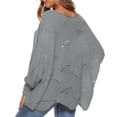 thumbnail image 4 of Lindreshi Womens Sweaters Fall Women's Fashion Loose Sleeve Hollow Irregular Knitted Pullover Sweater, 4 of 4