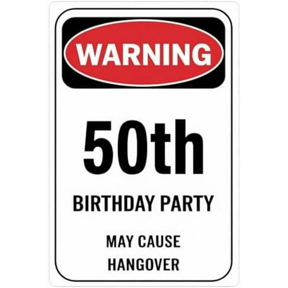 50th Birthday Hangover Metal Sign 8x12in Round Celebration Plaque for Party Wall Decor Milestone Gift