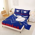 thumbnail image 2 of Erosebridal Est Baseball Sleep Queen Sheet Sets for Kids, Royal Blue Red Bed Set, 4-Piece, 2 of 5