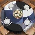 thumbnail image 2 of Abstract Round Round Tablecloth 60 inches Visual Art Blue Black Square Stitching Waterproof Oil-Proof Table Cloth Round Table Cover for Holiday Party Picnic Dinner Decor Indoor and Outdoor Use, 2 of 9