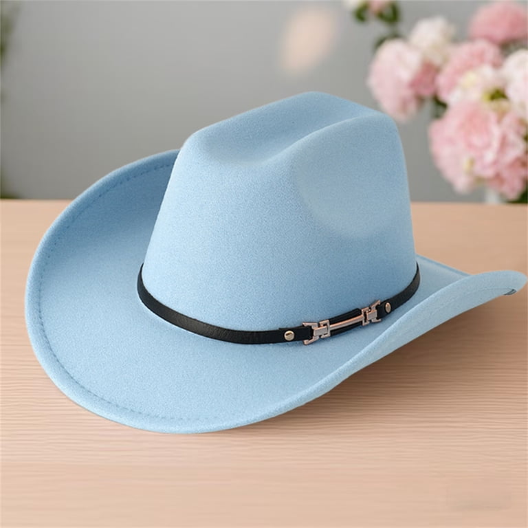 Felt Cowboy Hat with Belt Buckle for Women Men Western Party Costume CXQRR Brown Cowboy Cowgirl Hat for Women Men Western Style  main image 4