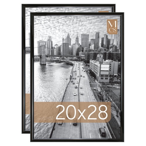 MCS Trendsetter 20x28 Poster Frame Black High-Gloss, Vertical & Horizontal Wall Hanging Large Picture Frame for Photos, Posters & Art Prints (2-Pack)