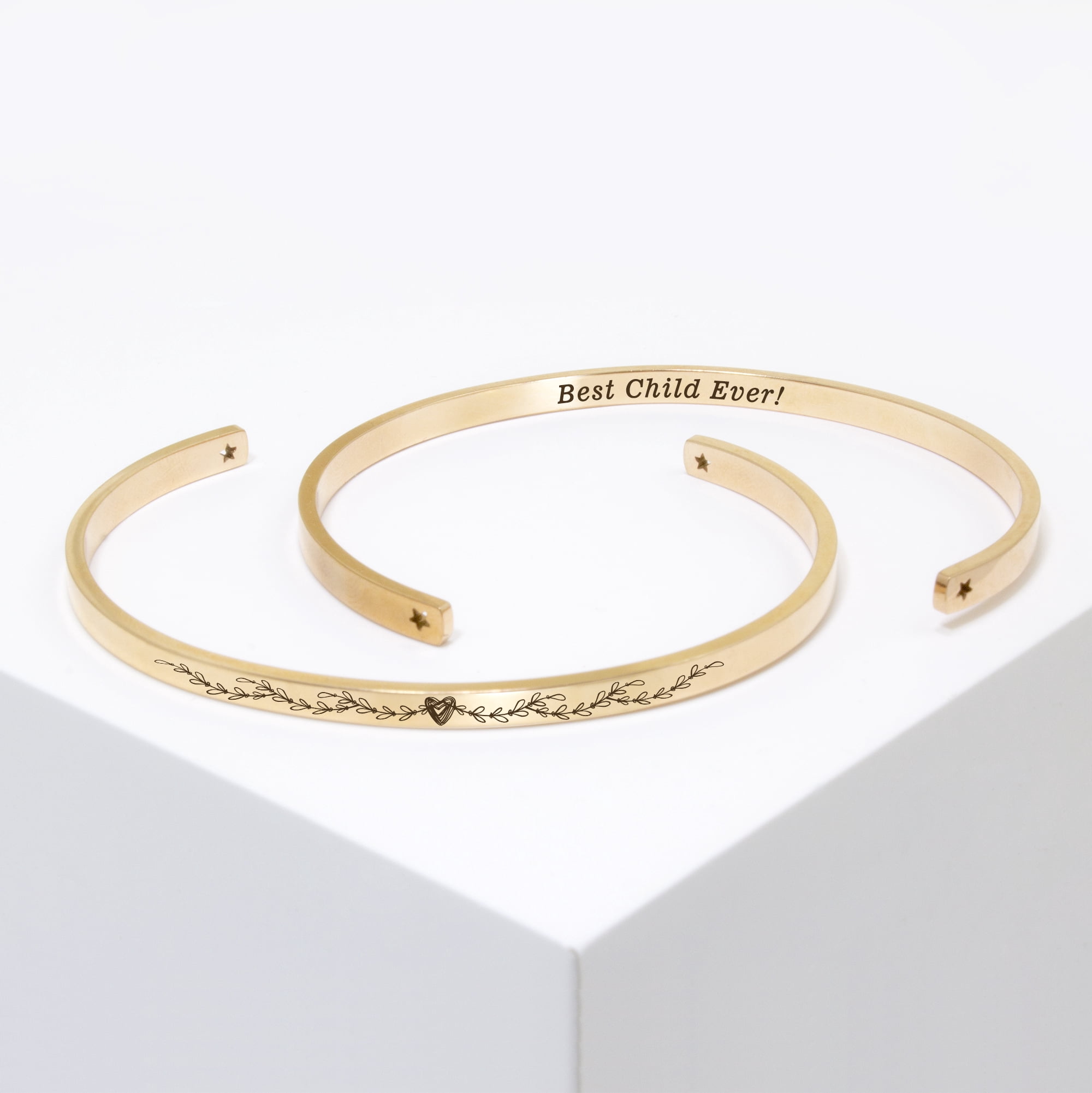 "Best Child Ever" Adjustable Rose Gold Stainless Steel Cuff Bangle Mother's Day Gift Set