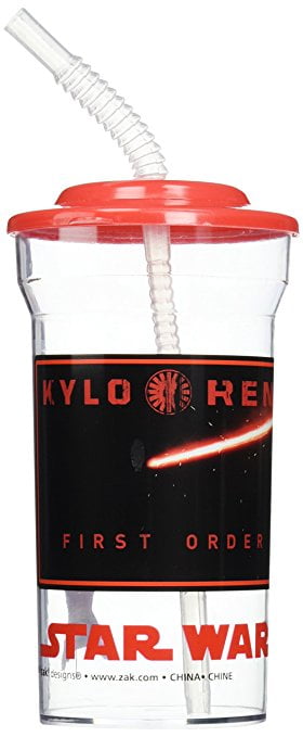 Set of 2 Star Wars Hard Plastic Cup With Straw Pahar The Force Awakens 
