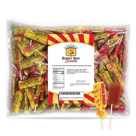 Sugar Daddy Jr Milk Caramel Pop Miniature Sucker Individually Wrapped Bulk Candy Lollipop (5 Pound)