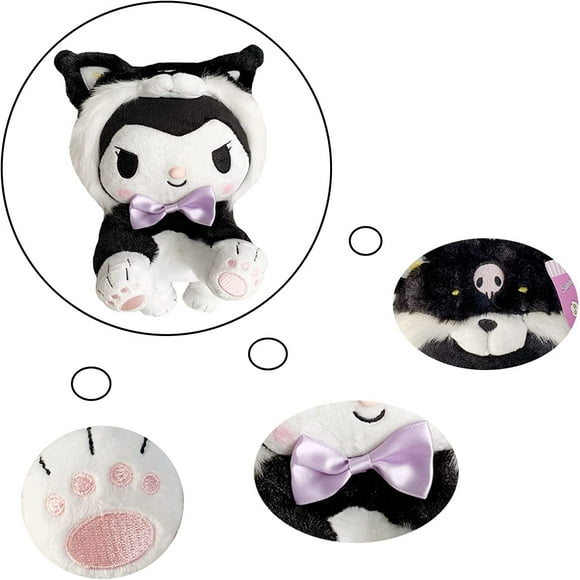 1 Pcs Cartoon Plush Stuffed Animal, Lovely Plush Dolls,Anime Cute Soft Plush Figure Toy, Soothe Kids Girl Fans Toys Gift Bag Filler Birthday Gift for Kids (Black) Birthday Gifts Christmas gift for Fr