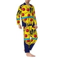 thumbnail image 2 of Picia PLANETA EN FORMA DE PIZZA Pattern Men’s Long-Sleeve Sleepwear Set - Soft 2-Piece Loungewear with Pockets, Comfy PJs for Relaxing Nights-XX-Large, 2 of 7