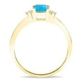 thumbnail image 3 of SZUL Women's Square Shaped Blue Topaz and Diamond Half Moon Ring in 10K Yellow Gold, 3 of 5