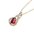thumbnail image 2 of 10k Yellow Gold Genuine Pear-shape Ruby and Diamond Halo Drop Pendant Necklace, 2 of 5