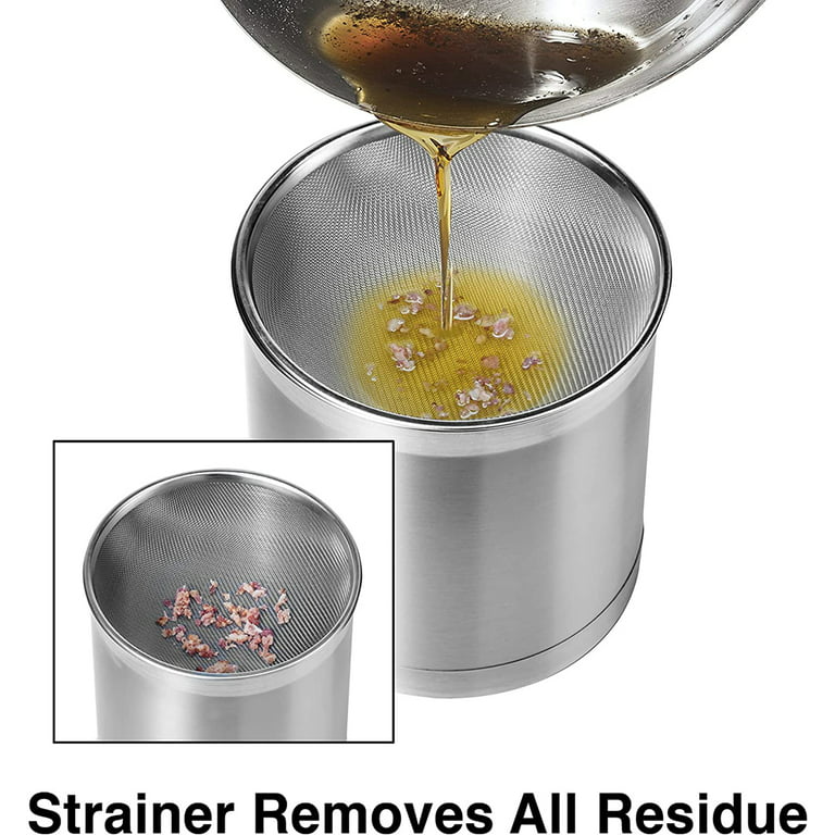 Oggi 4 Qt. Stainless Steel Jumbo Grease Can with Strainer and Cover