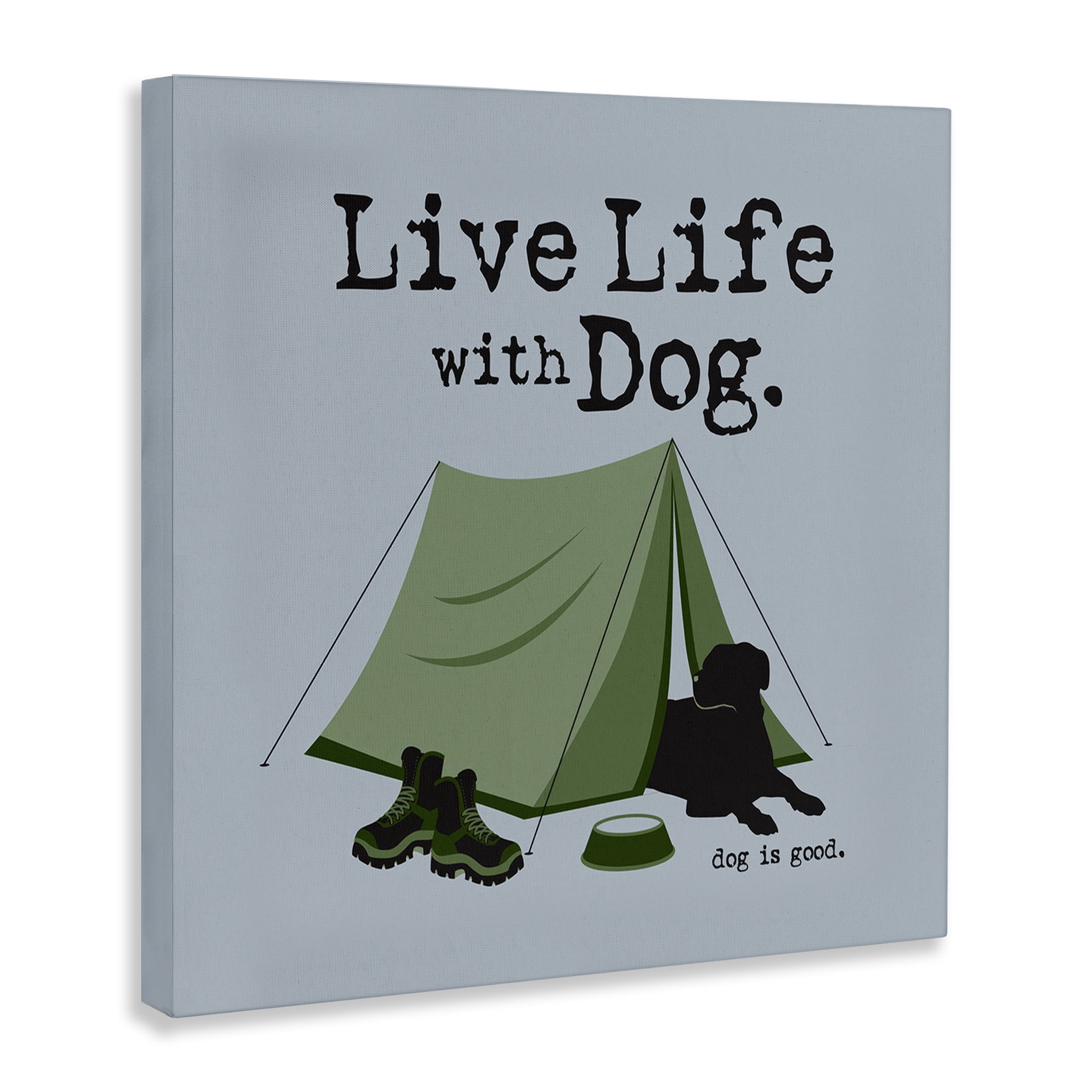 Stupell Industries Camping with Dog Animals Painting Wrapped Canvas Art Print Wall Art, 17 x 17