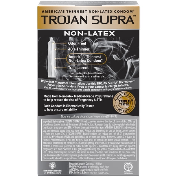 TROJAN Supra Lubricated Premium Condoms, MicroSheer Polyurethane, Ultra-Thin 6 ea - Walmart Business Supplies TROJAN Supra Lubricated Premium Condoms, MicroSheer Polyurethane, Ultra-Thin 6 ea - Walmart Business Supplies