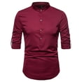 thumbnail image 2 of Hombres Casual Sólido de Moda Cuello Alto Manga Variable Jersey Longitud Camisa de Manga Larga Blusa Odeerbi ODB-6, 2 of 4