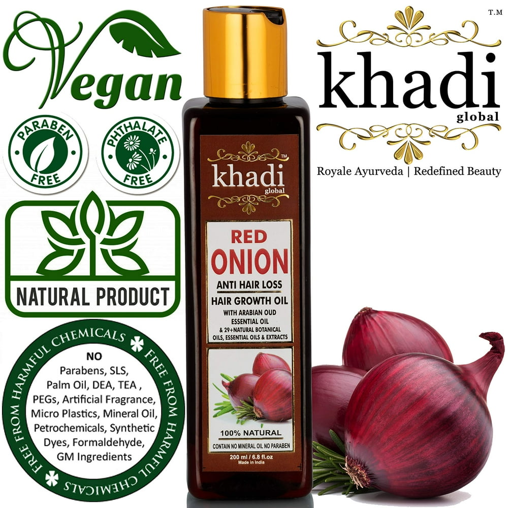 Khadi Global Red Onion Hair Oil for Hair Growth with Argan, Jojoba