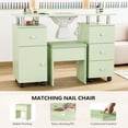 thumbnail image 3 of Ktaxon Nail Desk and Chair Set, Manicure Table Storage Station with 4 Drawers, Lockable Wheels, Green, 3 of 7