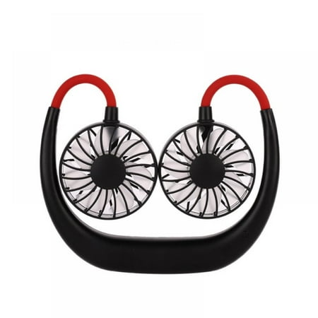 

USB Rechargeable Wearable Portable Hand Free Neckband Fan Personal Mini Neck Double Fans 3 Speed Adjustable For Home Office Traveling