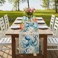 thumbnail image 4 of Teal Octopus Coastal Burlap Cotton Table Runner 13x60 Inches Long, Vintage Summer Beach Nautical Farmhouse Table Runners, Outdoor Dining Tablecloths Decor for Baby Shower/Party/Wedding, 4 of 8