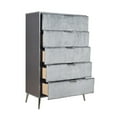 thumbnail image 4 of Moko 51 Inch Tall Dresser, 5 Fabirc Upholstered Drawers, Gray, Nickel, 4 of 5