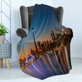 thumbnail image 4 of Landscape Soft Flannel Fleece Blanket, Urban Theme a Cityscape View of Toronto and the Skyscrapers at Dusk Digital Print, Cozy Plush for Indoor and Outdoor Use, 70" x 90", Dark Blue, by Ambesonne, 4 of 5