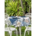 thumbnail image 2 of Outdoor Tablecloth with Umbrella Hole and Zipper, Blue Eucalyptus Christmas Round Table Cloth 54 Inch Waterproof Tablecloth, Xmas Floral Poinsettia Snowflake Picnic Table Cover for Patio Camping, 2 of 7