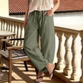 thumbnail image 2 of Lumtrix Cropped Linen Barrel Pants for Women Drawstring Wide Leg Cotton Capris 2026 Casual Summer Boho Baggy Palazzo Trouser Army Green 2XL, 2 of 4