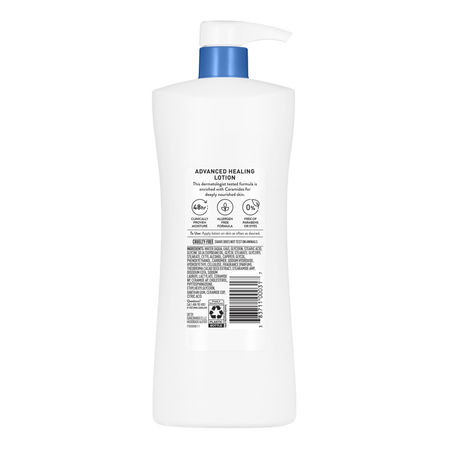 (4 pack) Suave Advanced Healing Hand & Body Lotion With Ceramides For Very Dry Skin, 28 FL OZ Pump