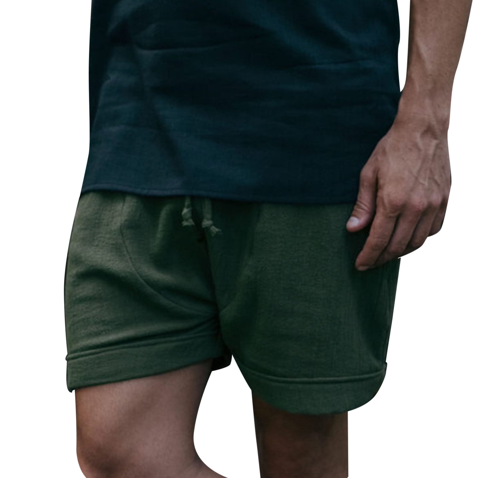NITAGUT Men's Classic Fit Linen Casual Drawstring Summer Beach Shorts 