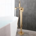 thumbnail image 3 of Floor Mounted Brushed Gold Free Standing Bathtub Faucet Shower Tub Filler Spout, 3 of 13