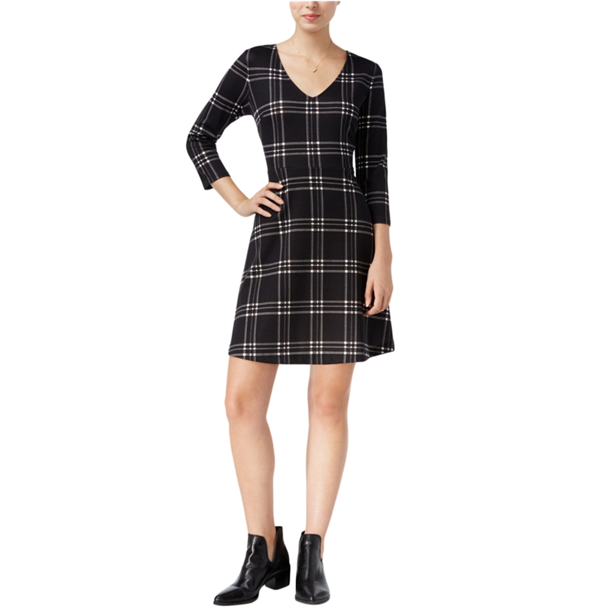 Maison Jules Maison Jules Womens Windowpane Fit & Flare ALine Dress