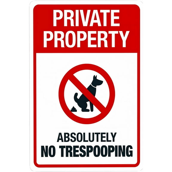 Private Property Absolutely No Trespooping Warning Sign - 8"x12" Retro Metal Caution Street Tin Sign, Pet Waste Decor for Business Home Wall Art